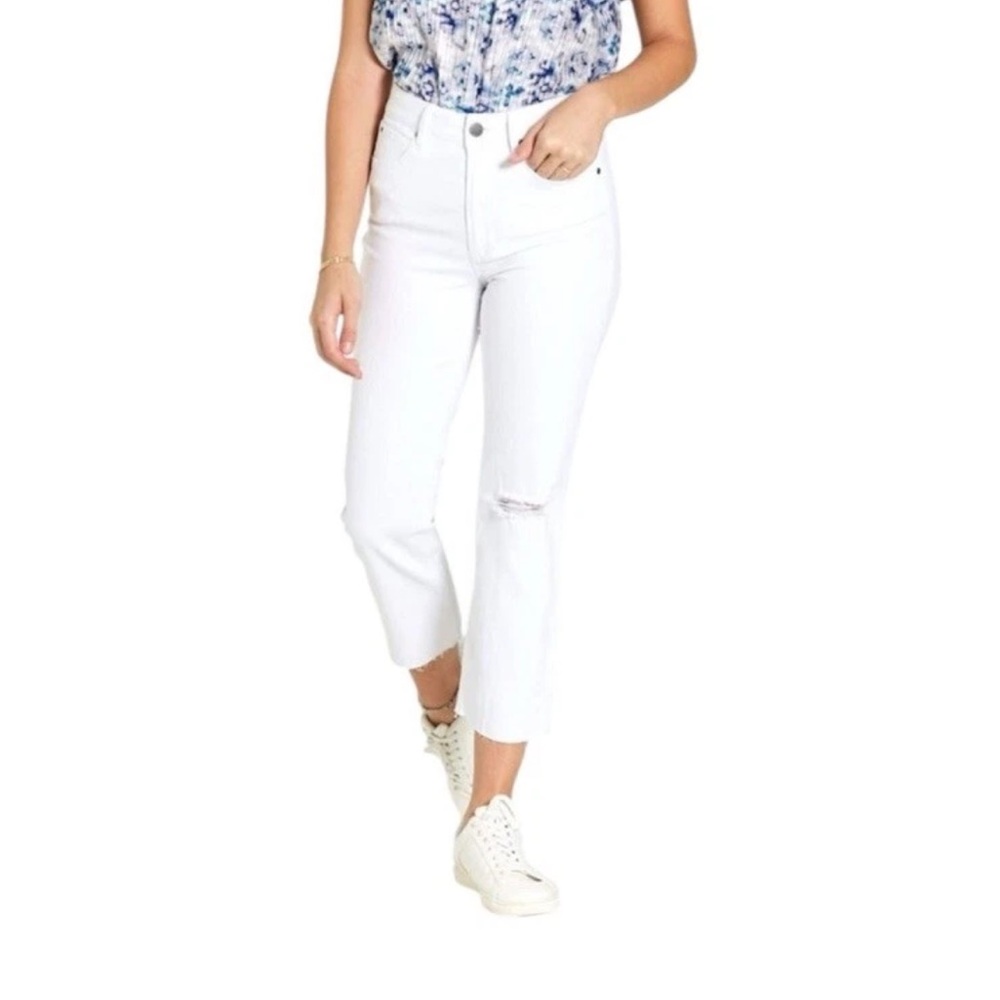 Dear John: Frankie Optic White Distressed Raw Hem Chic Hipster Jeans Size 31